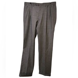 Vintage Chaps Ralph Lauren Gray Wool Trousers Pants Pleated Cuffs 36x34